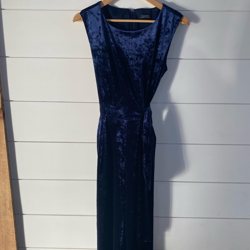 Tahari Blue Velvet Jumpsuit